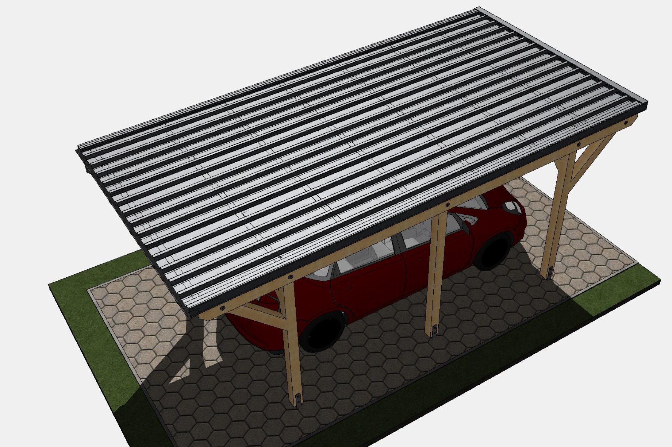 Carport Bausatz Komplett inkl. Dach - Anthrazit (RAL7016) 