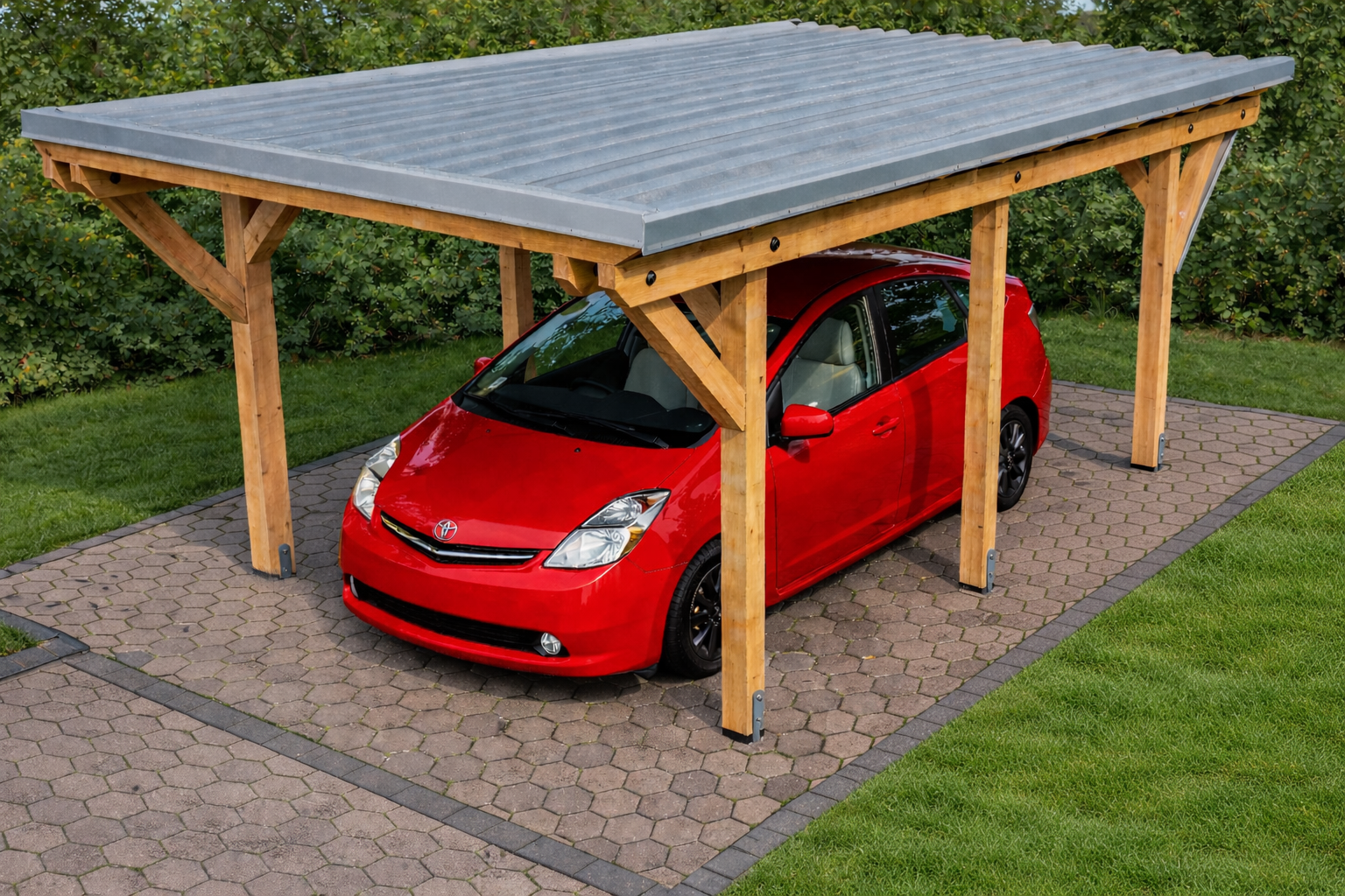 Carport Bausatz Komplett inkl. Dach - Weißgrau (RAL9002) 