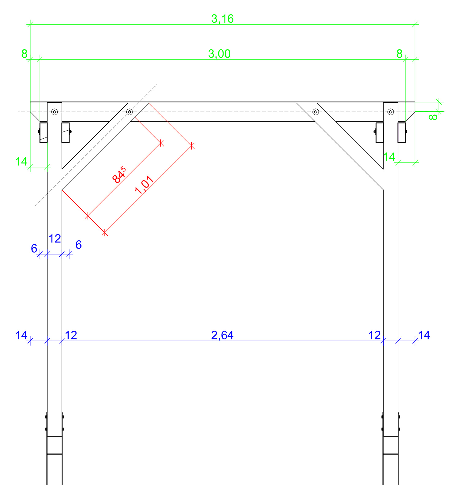 Carport Bausatz Komplett inkl. Dach - Anthrazit (RAL7016) 