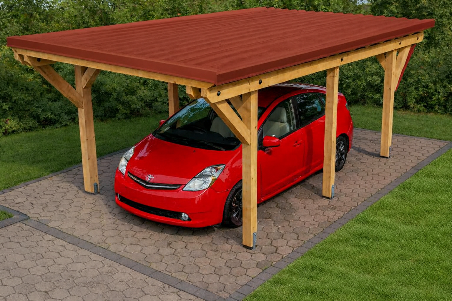 Carport Bausatz Komplett inkl. Dach - Rotbraun (RAL8012) 