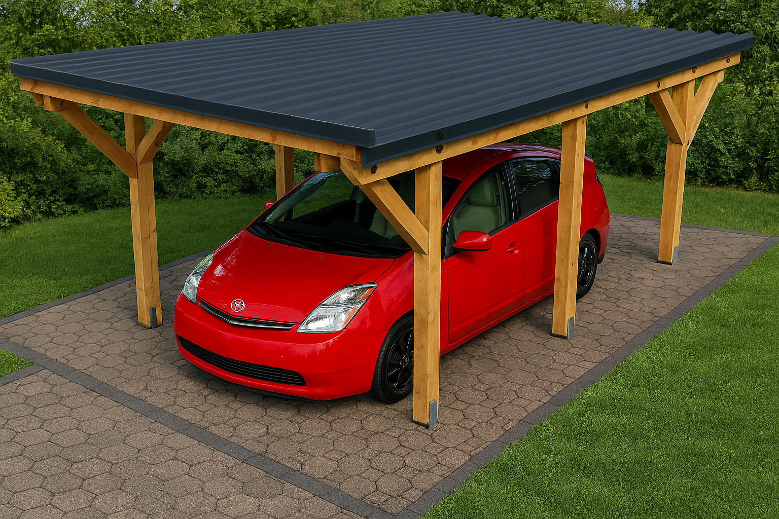 Carport Bausatz Komplett inkl. Dach - Anthrazit (RAL7016) 