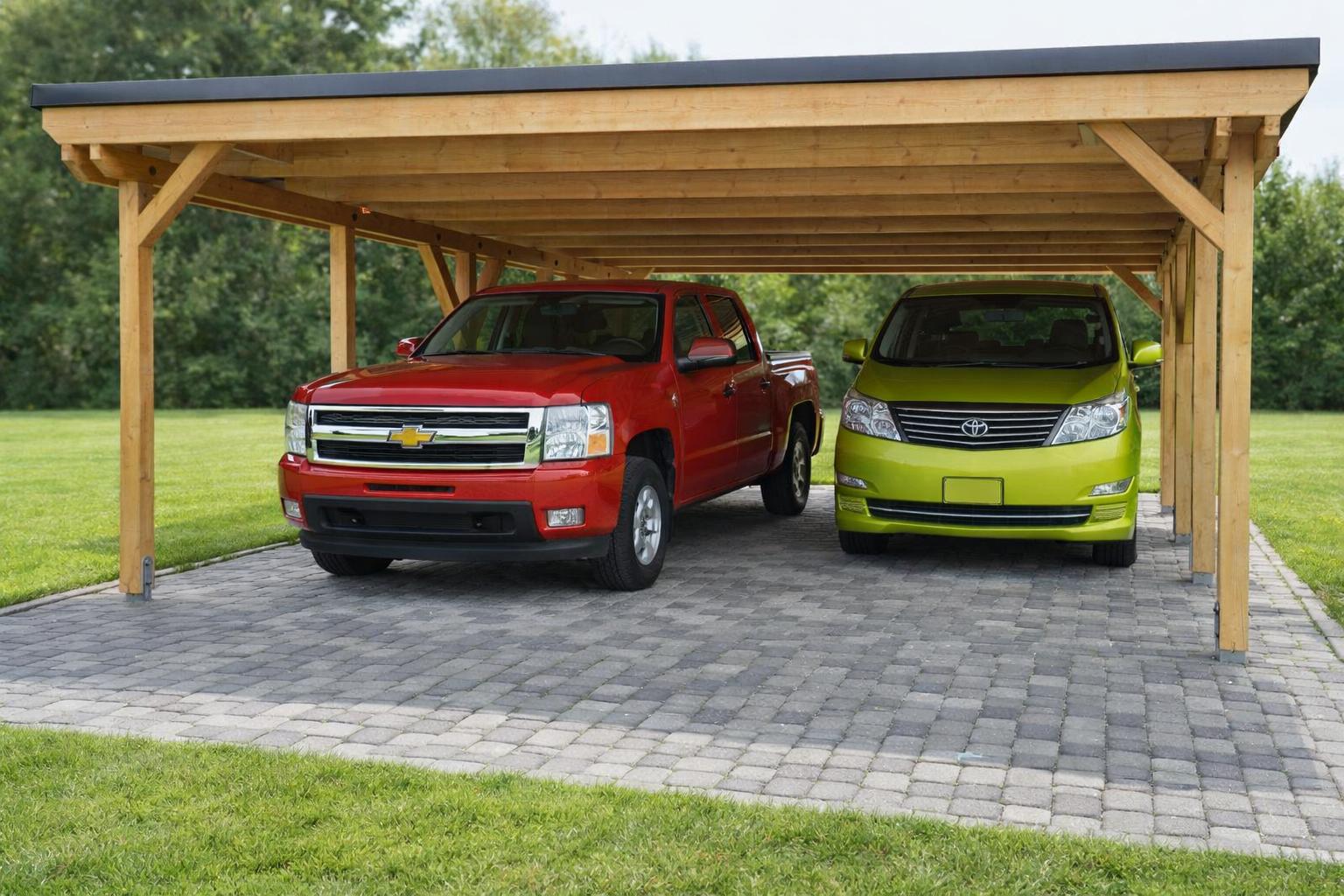 Doppel-Carport Bausatz Komplett inkl. Dach - Anthrazit (RAL7016)