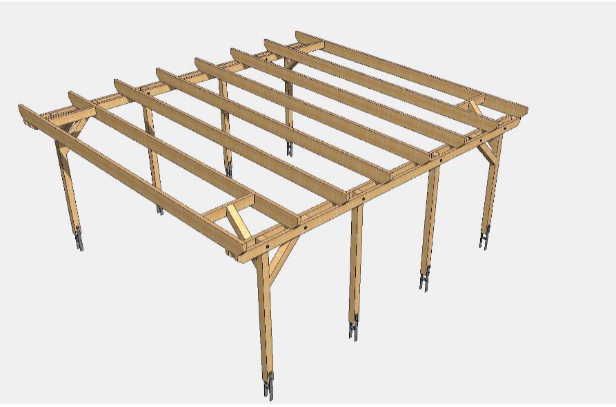Doppel-Carport Bausatz Komplett inkl. Dach - Rotbraun (RAL8012)